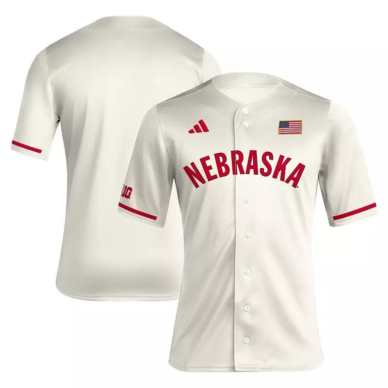 Men's adidas Cream Nebraska Huskers Replica Baseball Jersey, Size: Small, Beige Product Image