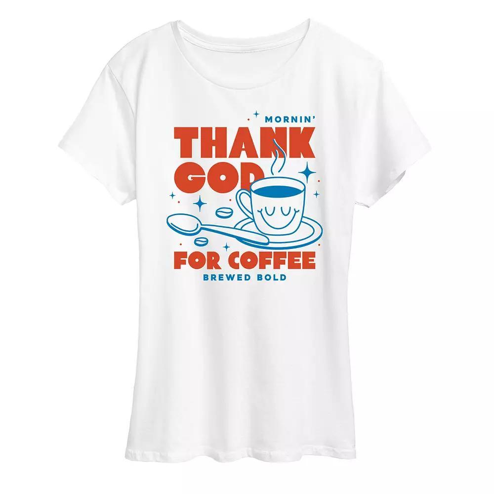 Womens Thank God for Coffee Graphic Tee Product Image