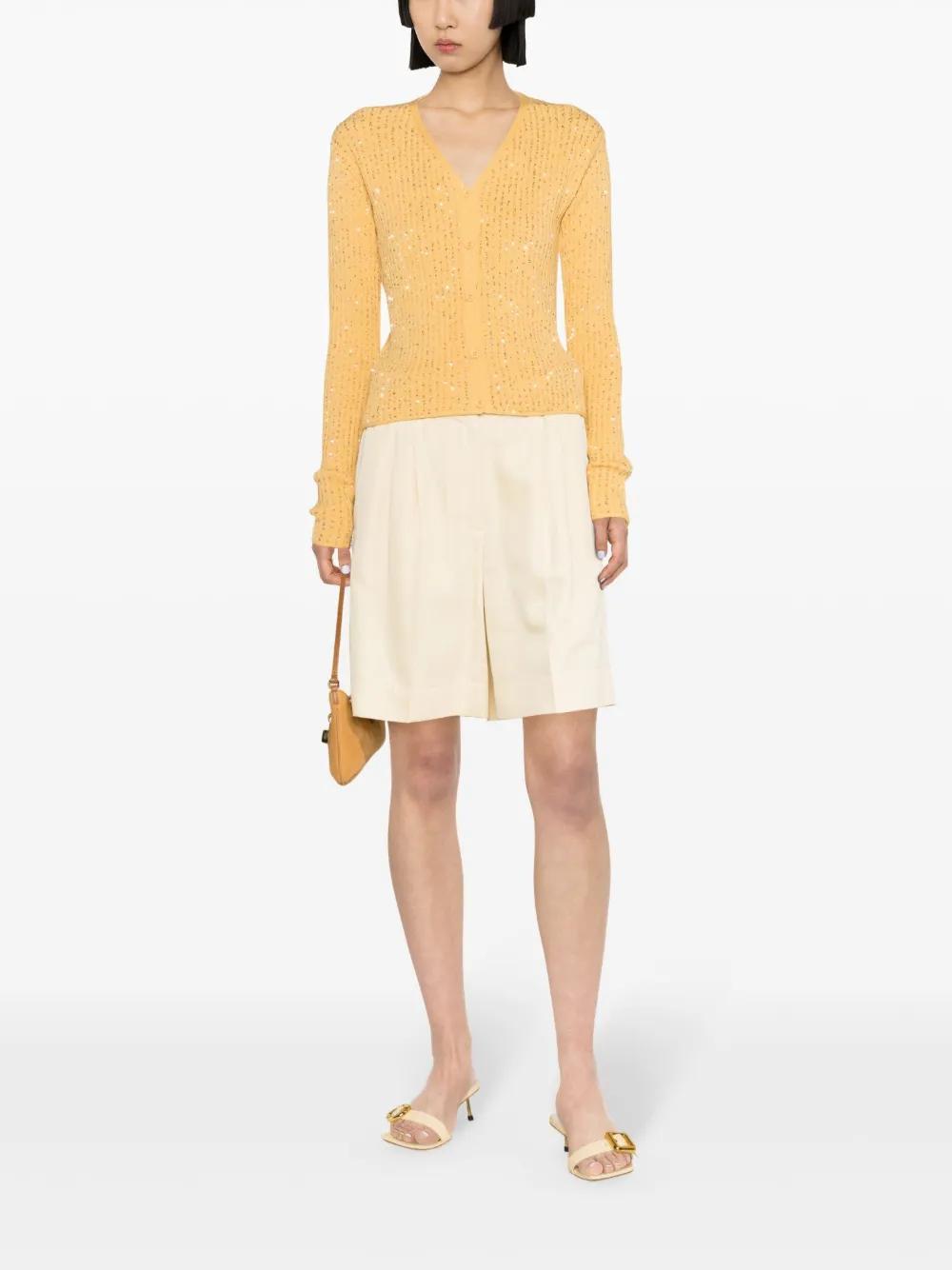 FABIANA FILIPPI Sequin-embellished Ribbed Cardigan In Orange Product Image