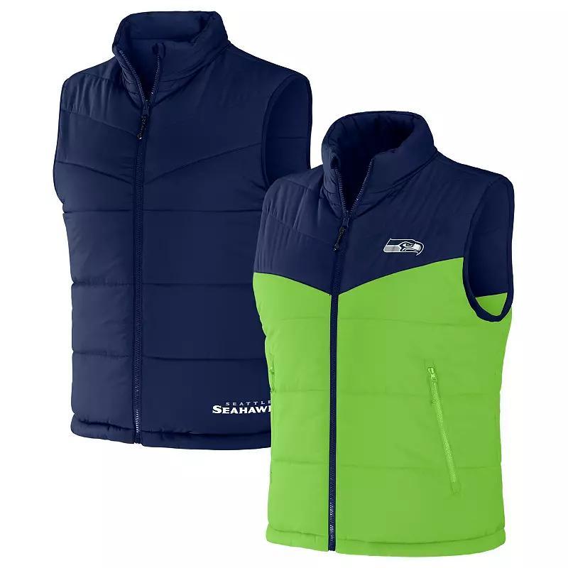 Men's NFL x Darius Rucker Collection by Fanatics Navy Denver Broncos Colorblocked Full-Zip Vest, Size: Small, Blue Product Image