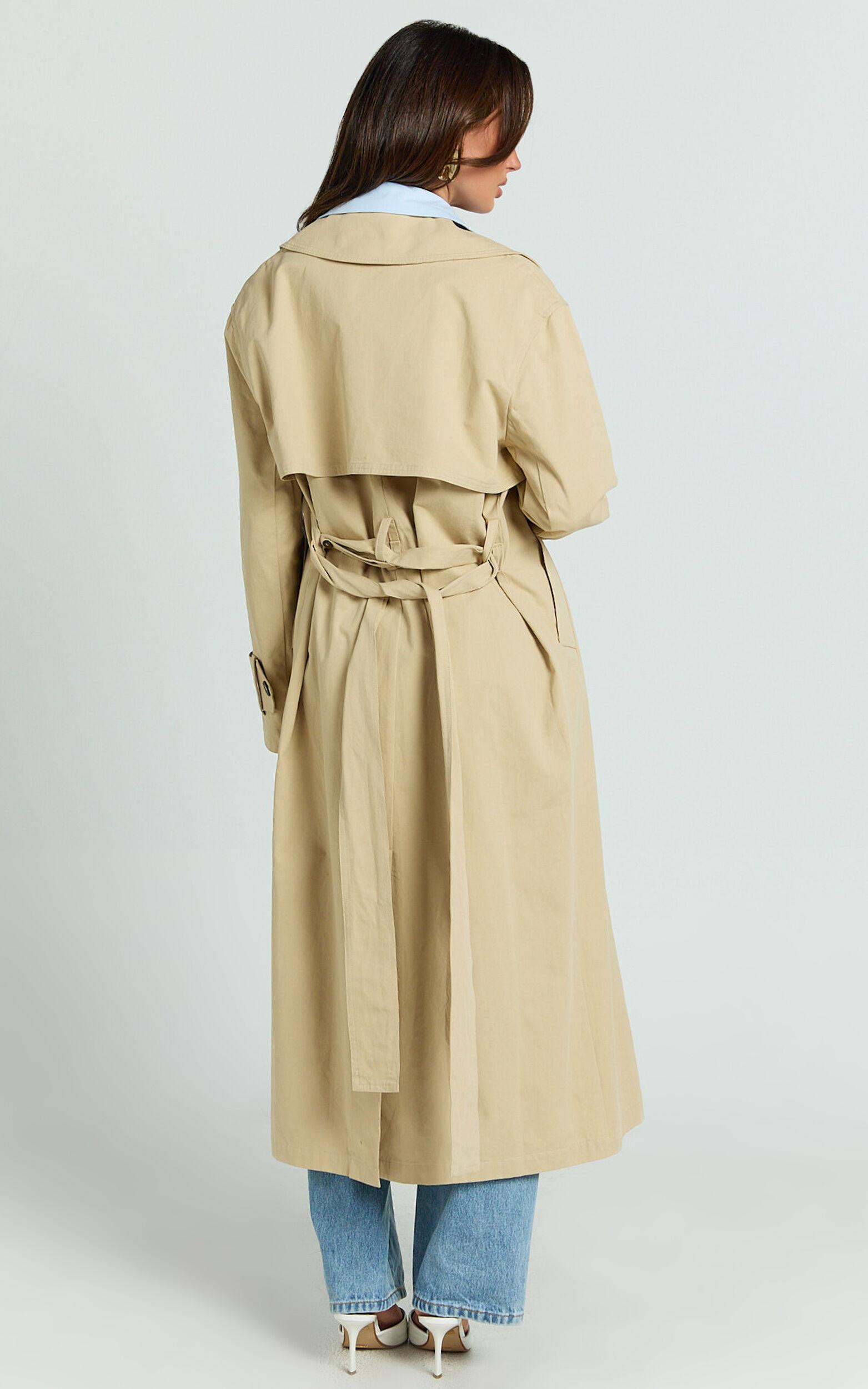 Avah Trench Coat - Double Breasted Tie Waist Coat in Camel Product Image