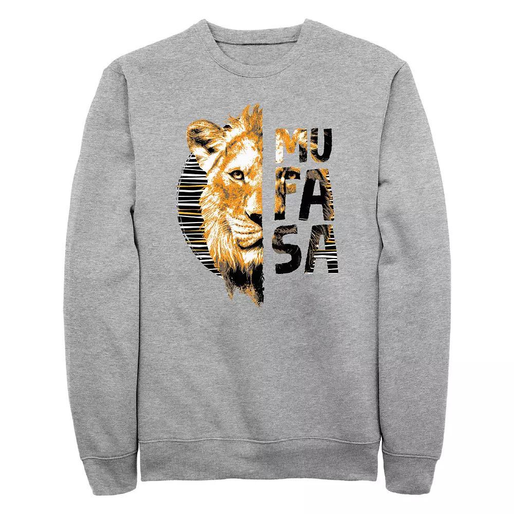 Disney's Mufasa The Lion King Head Portrait Men's Graphic Fleece, Size: XL, Athletic Grey Product Image