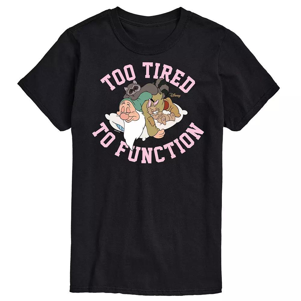 Disney Princess Big & Tall Too Tired To Function Graphic Tee, Mens Product Image