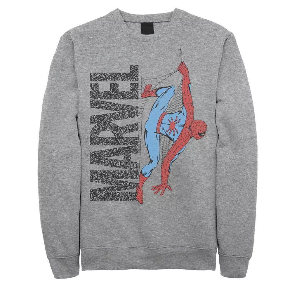 Men's Marvel Spider-Man Distressed Web Logo Sweatshirt, Boy's, Size: XL, Athletic Grey Product Image