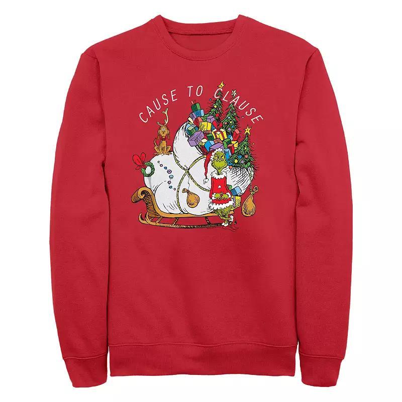 Mens Dr. Seuss Grinch Cause To Clause Fleece Sweatshirt Product Image