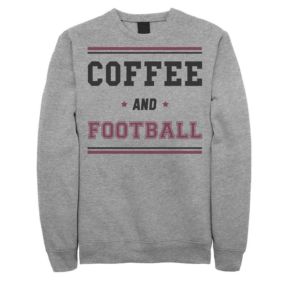 Men's Coffee And Football Graphic Fleece Pullover, Size: XXL, Athletic Grey Product Image