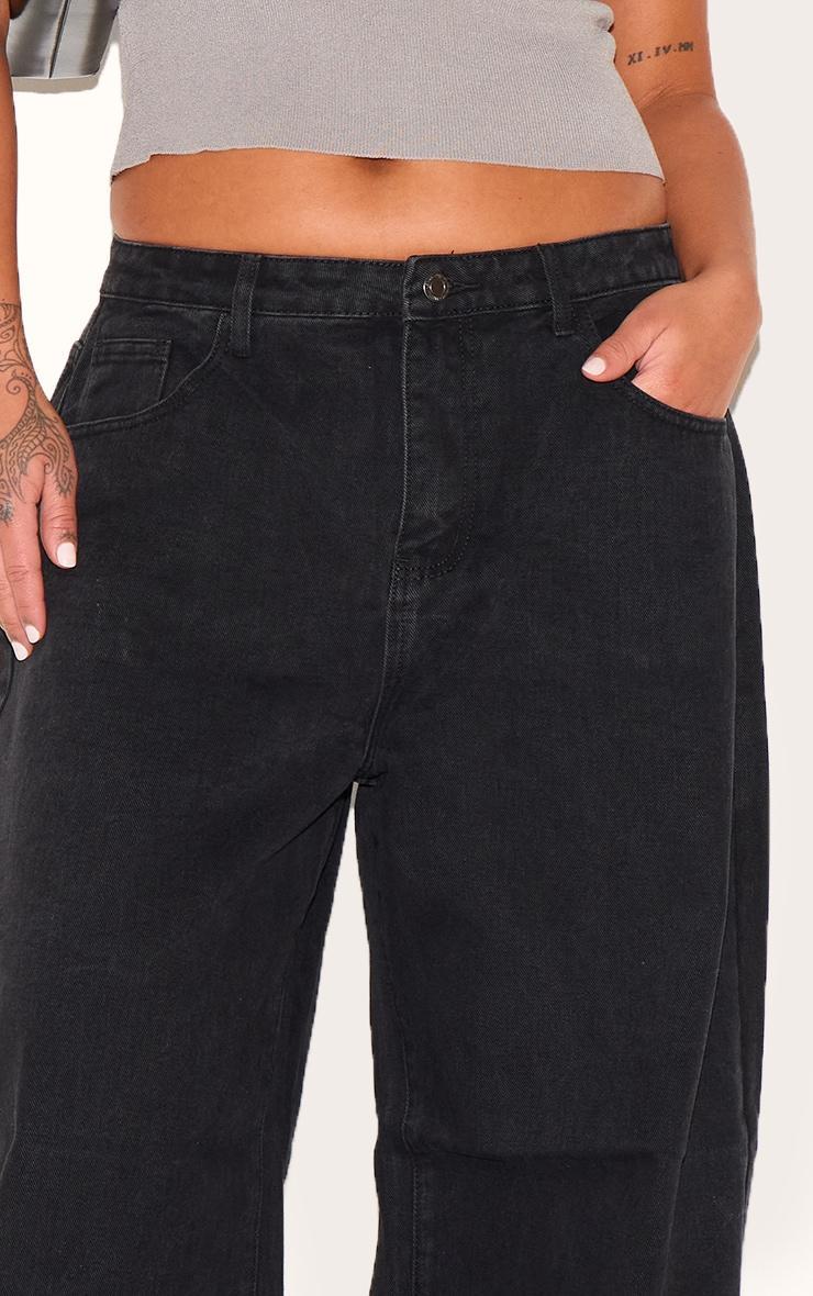 Plus Black High Waist Faded Boyfriend Jeans Product Image