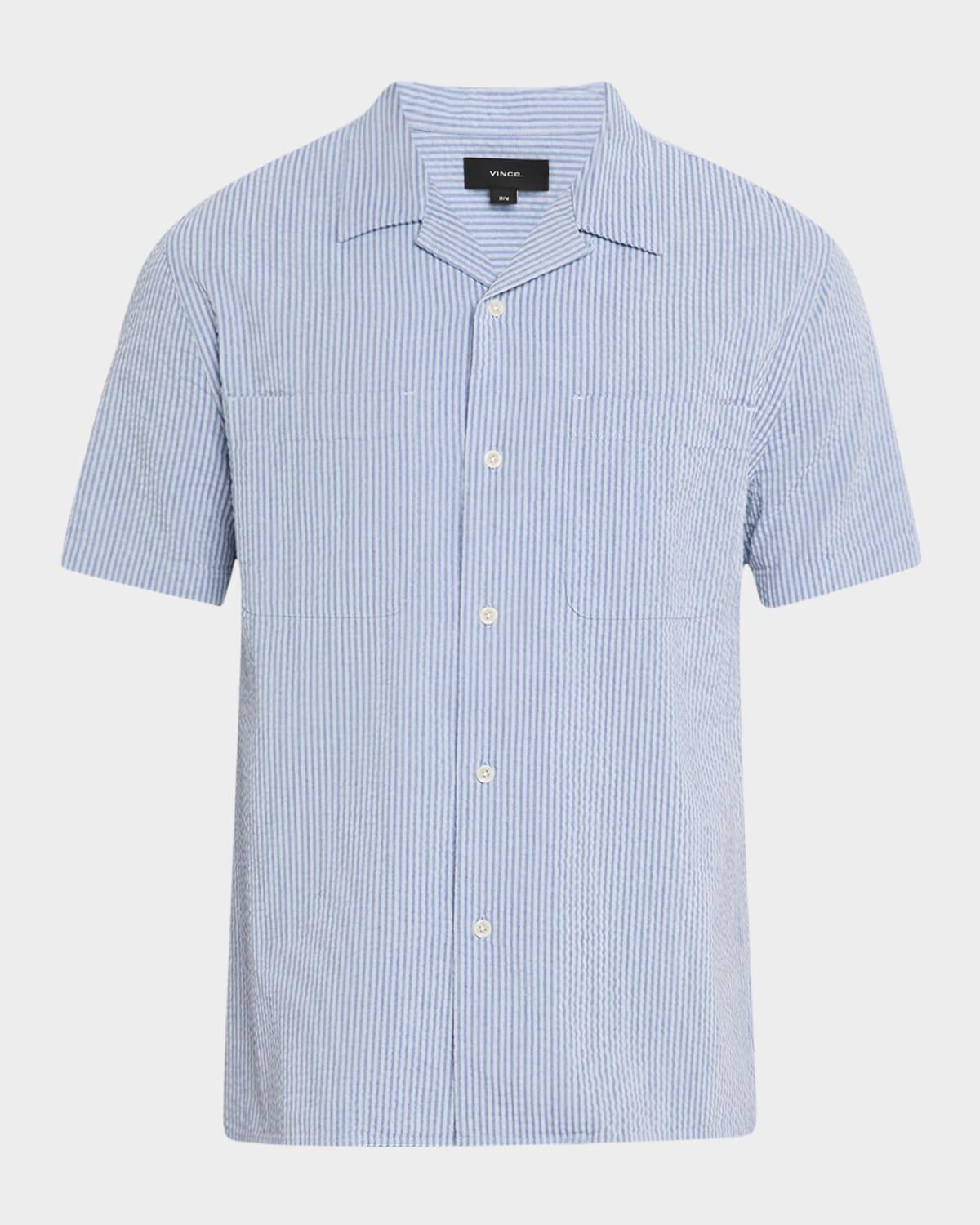 Mens Italian Cotton Seersucker Short-Sleeve Shirt Product Image
