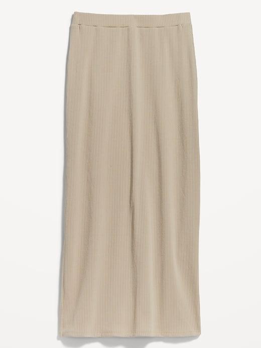 High-Waisted Rib-Knit Maxi Skirt Product Image