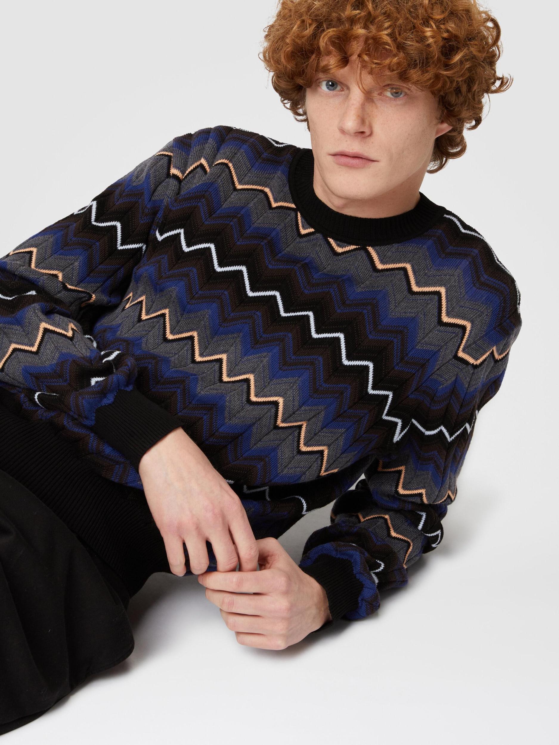 Zigzag wool and cotton crewneck pullover Product Image