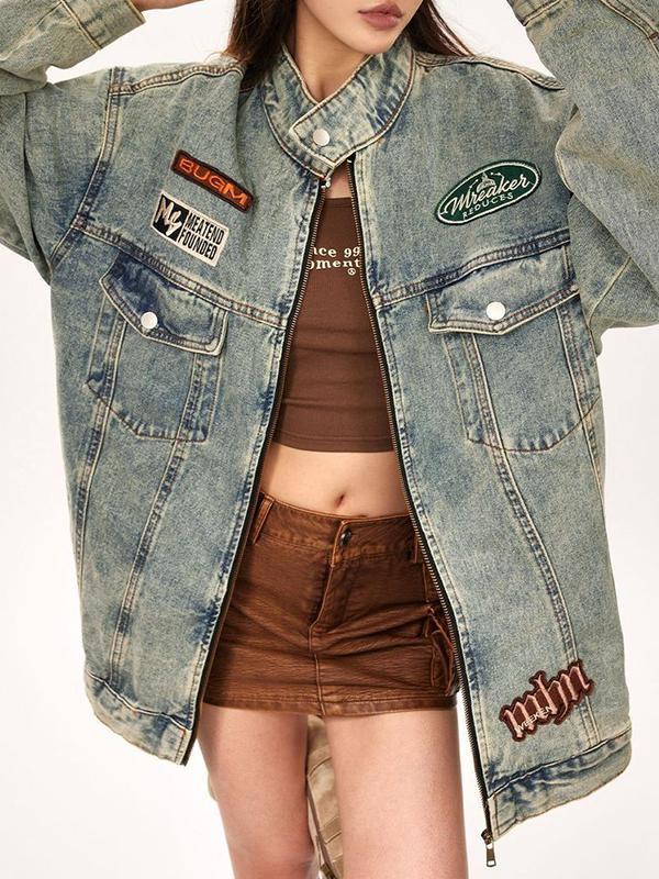 Distressed Vintage Embroidery Baggy Jacket Product Image