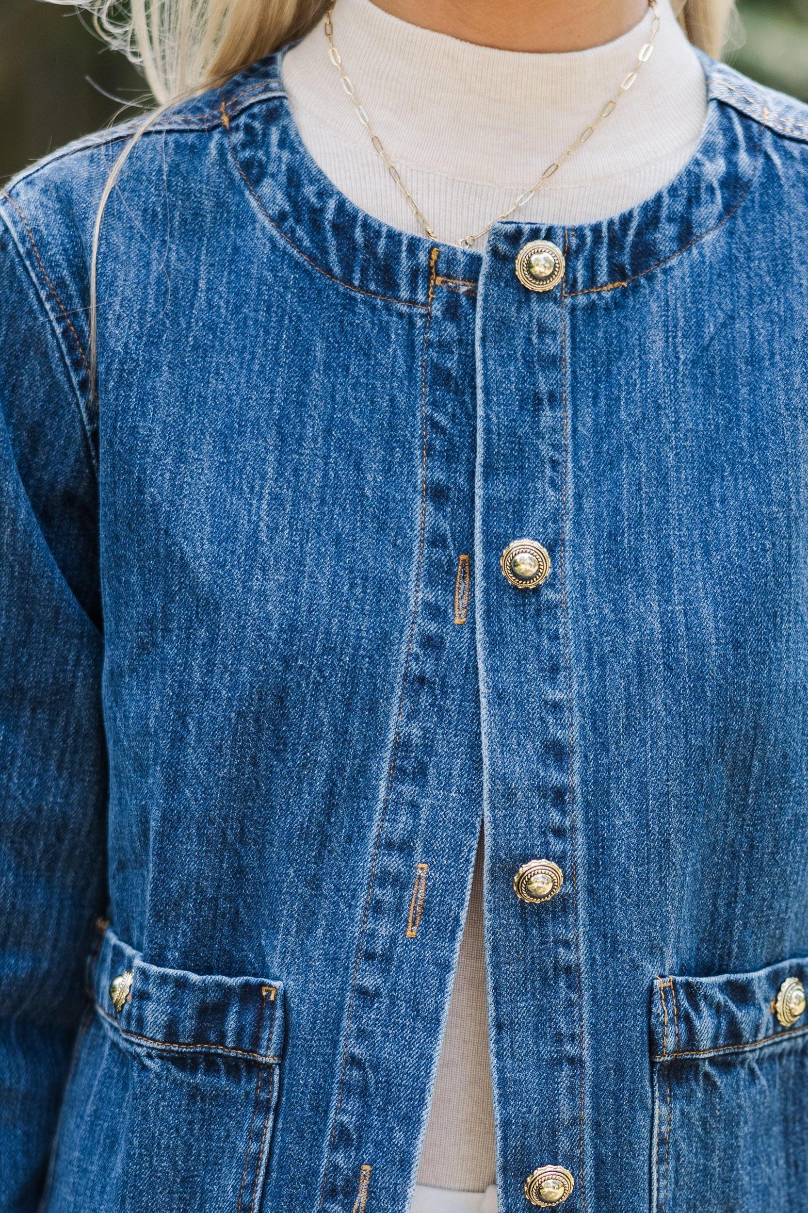 Look It Over Dark Wash Denim Jacket Female Product Image