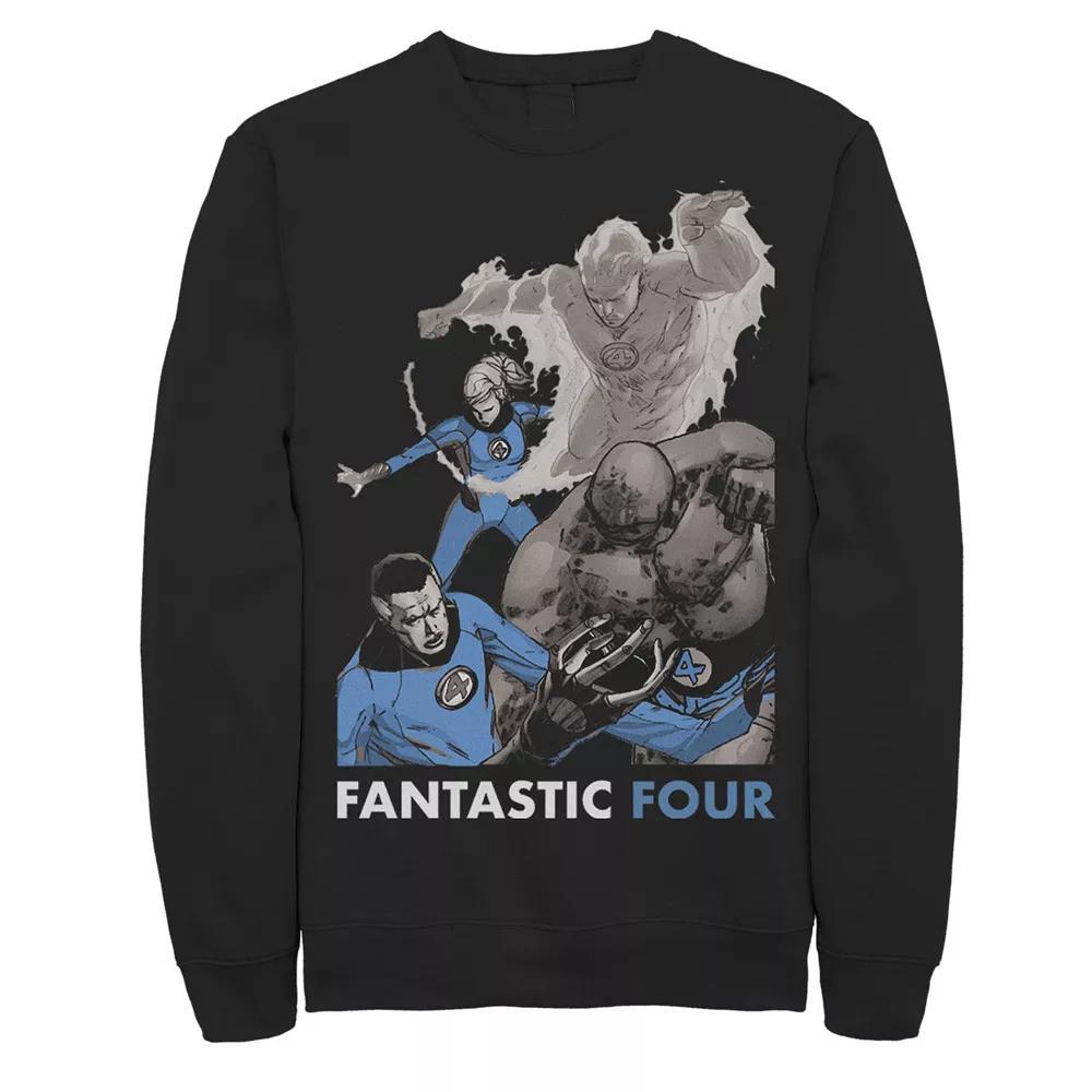 Men's Marvel Fantastic Four Group Shot Fight Mode Poster Sweatshirt, Size: Medium, Black Product Image