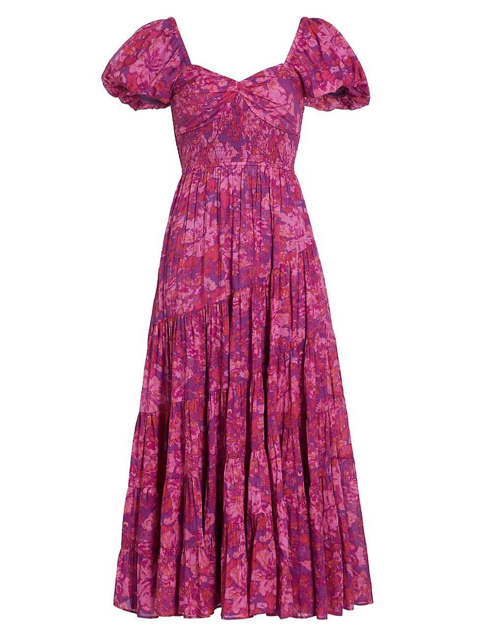 Womens Sundrenched Floral Cotton Tiered Maxi Dress Product Image