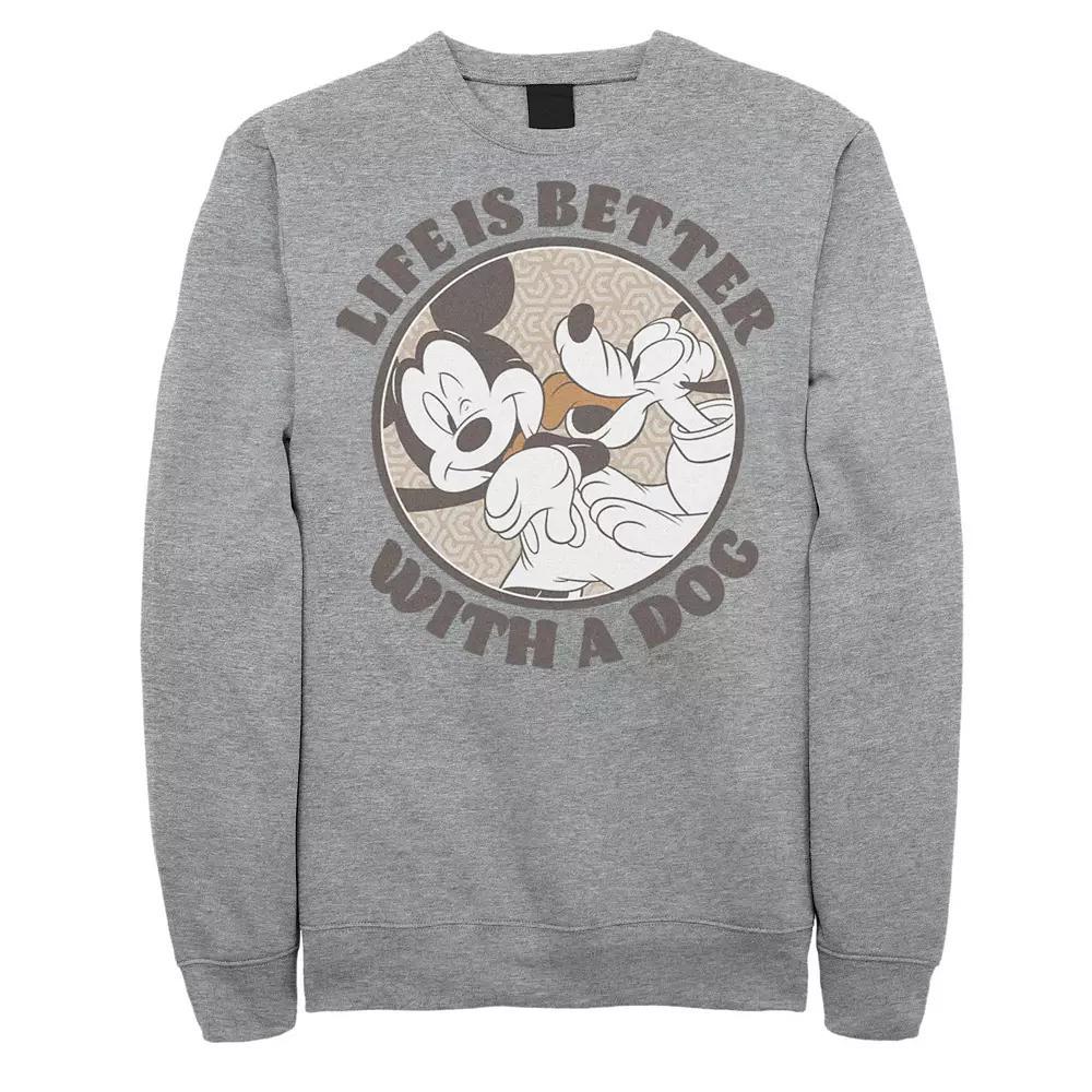 Disney's Big & Tall Mickey & Friends Life Is Better With A Dog Fleece, Men's, Size: Large Tall, Athletic Grey Product Image