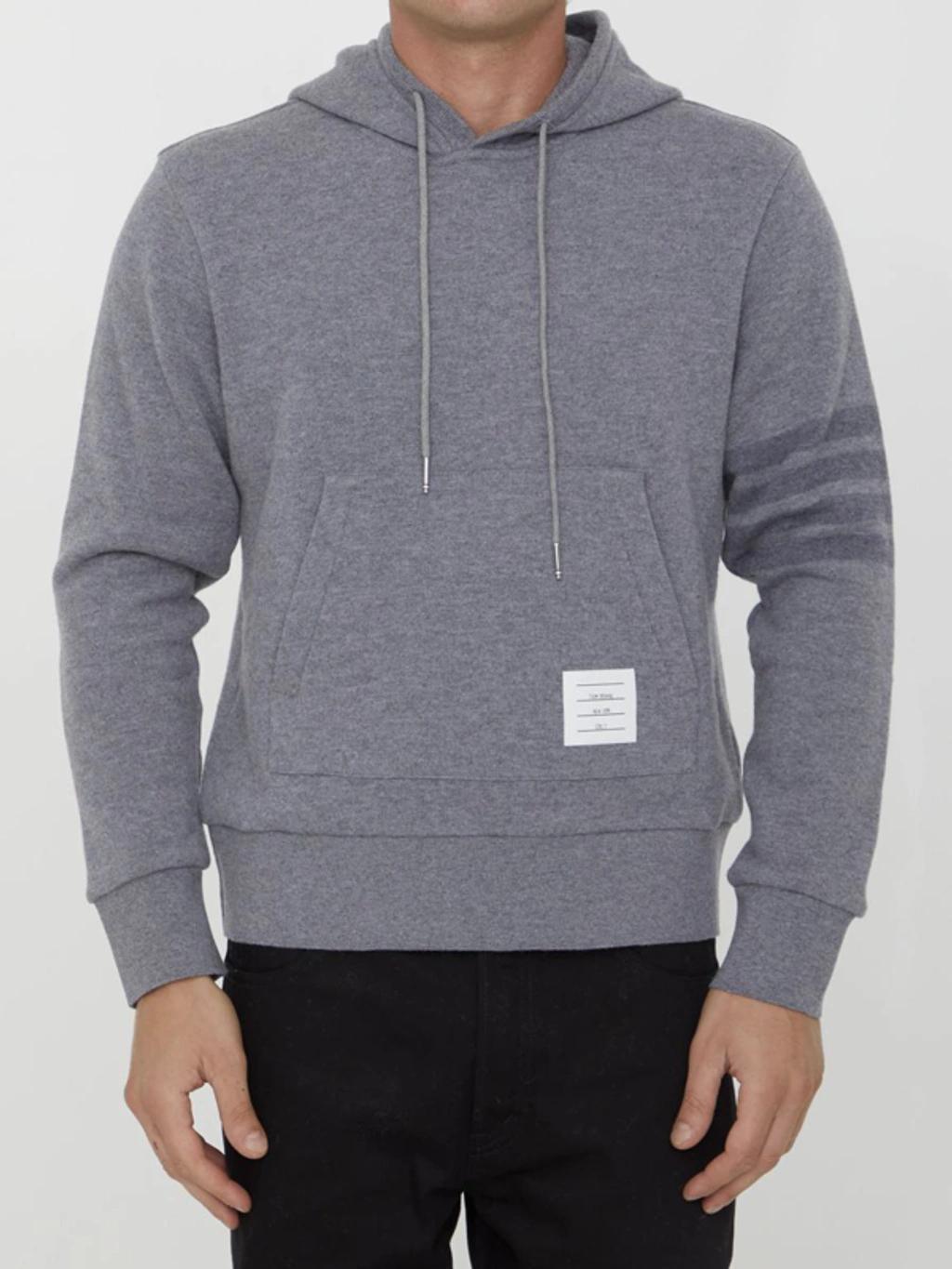 THOM BROWNE Grey Wool Hoodie Product Image