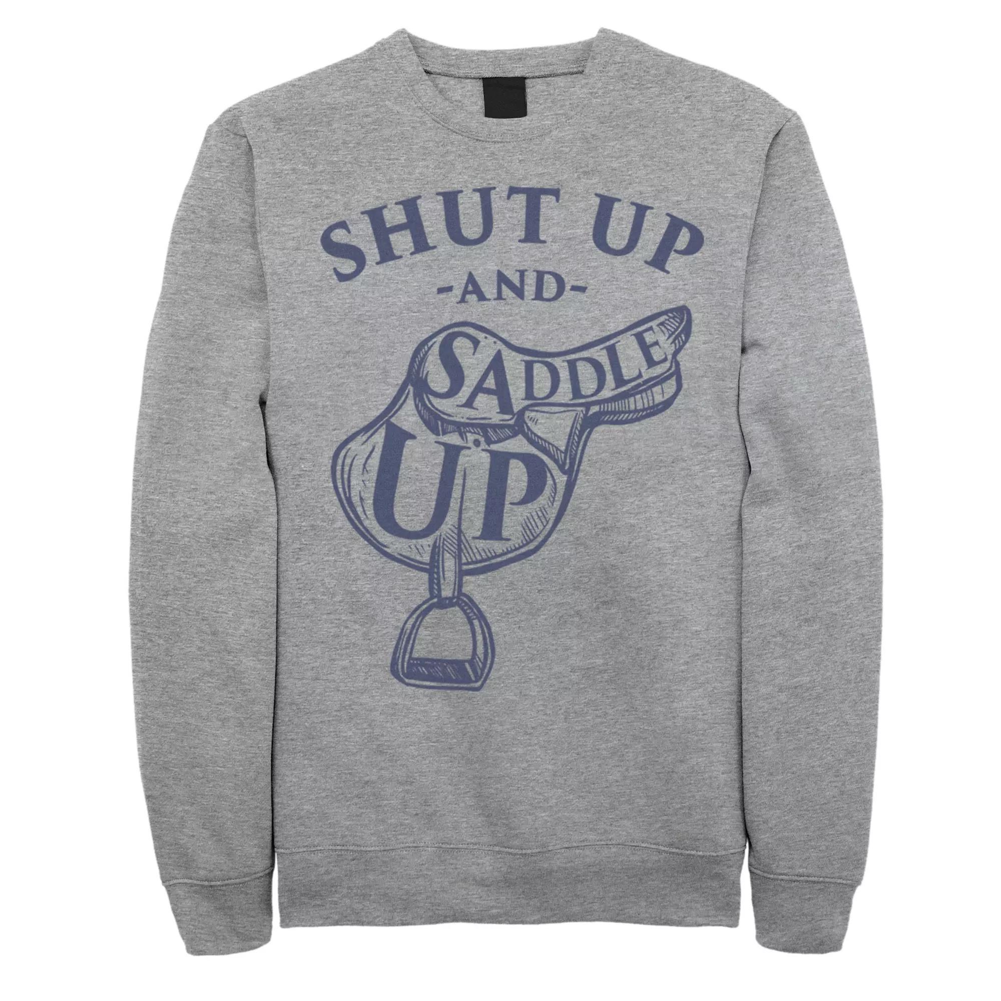 Men's Shut Up And Saddle Up Sweatshirt, Size: Small, Athletic Grey Product Image