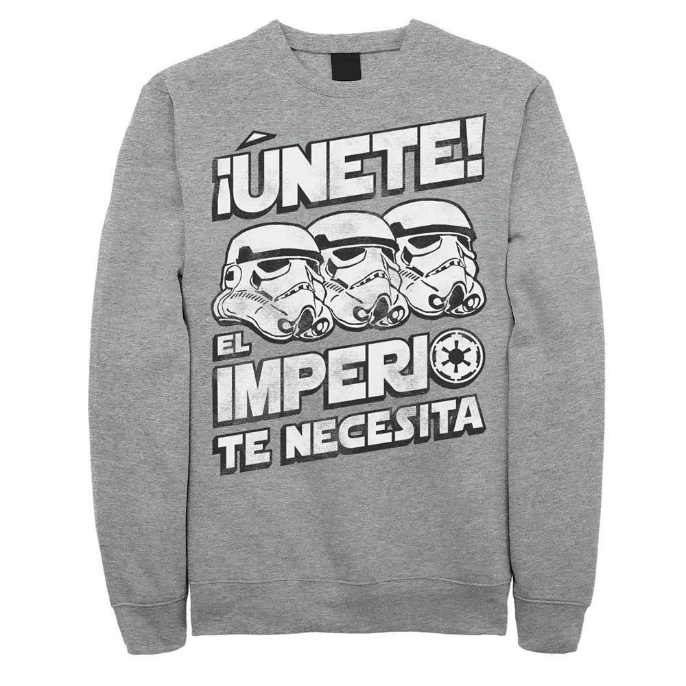 Men's Star Wars Unete El Imperio Te Necesita Stormtrooper Faded Portrait Sweatshirt, Size: 3XL, Athletic Grey Product Image