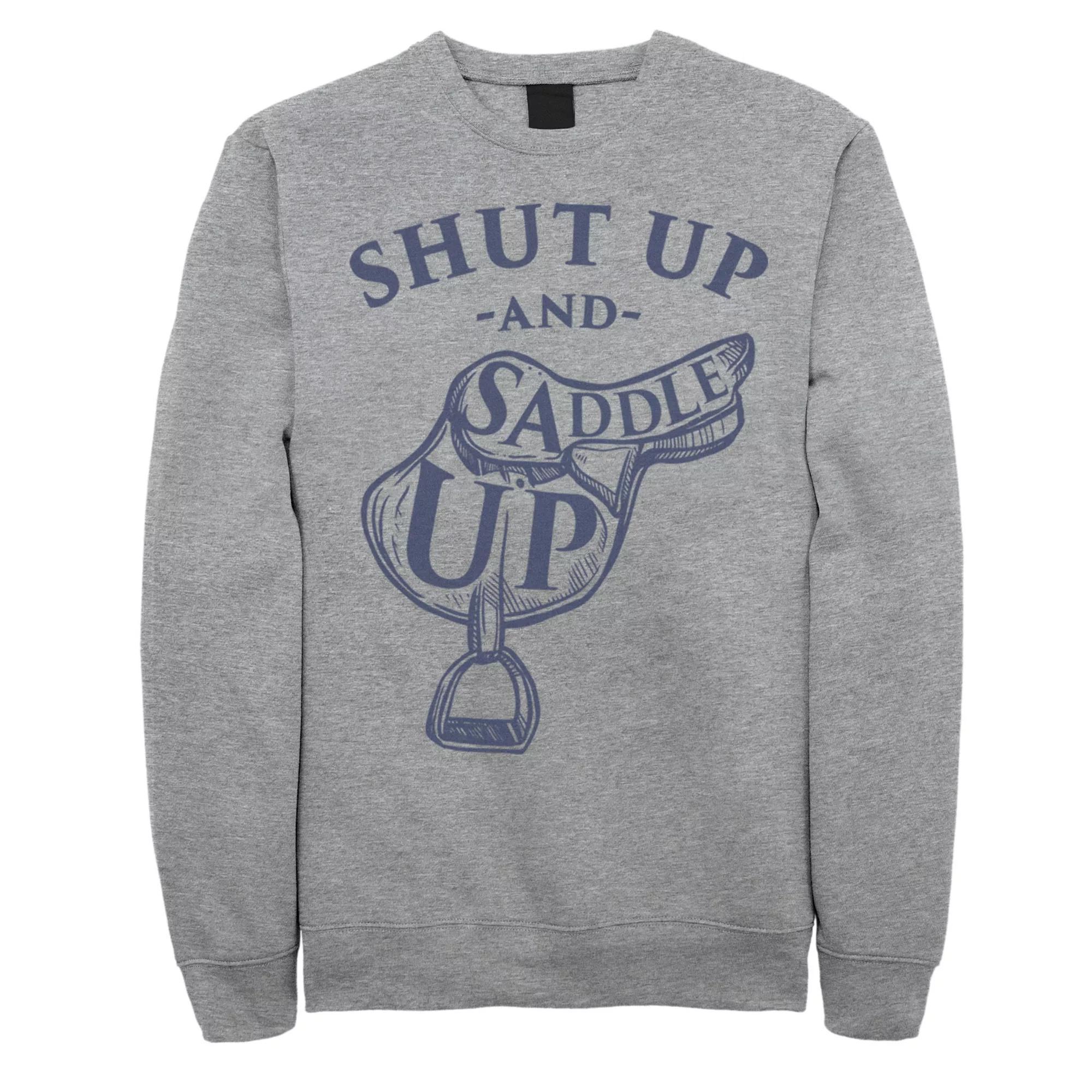 Men's Shut Up And Saddle Up Sweatshirt, Size: Small, Athletic Grey Product Image