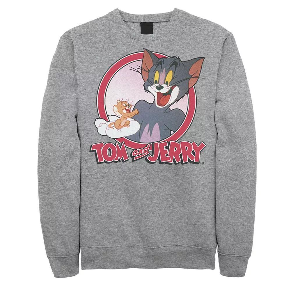 Mens Tom And Jerry Retro Style Portrait Sweatshirt, Men's, Size: Medium, Athletic Grey Product Image
