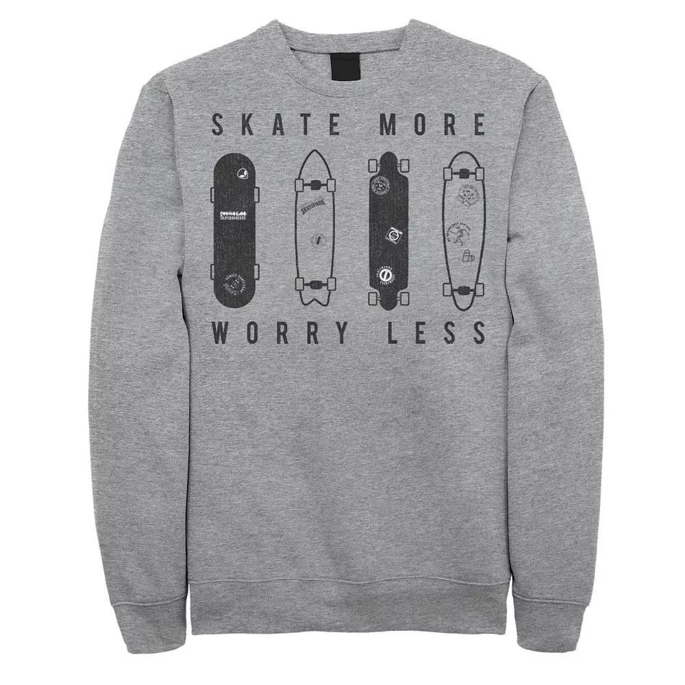 Men's Skate More Worry Less Skateboard Lineup Sketch Sweatshirt, Size: Large, Athletic Grey Product Image