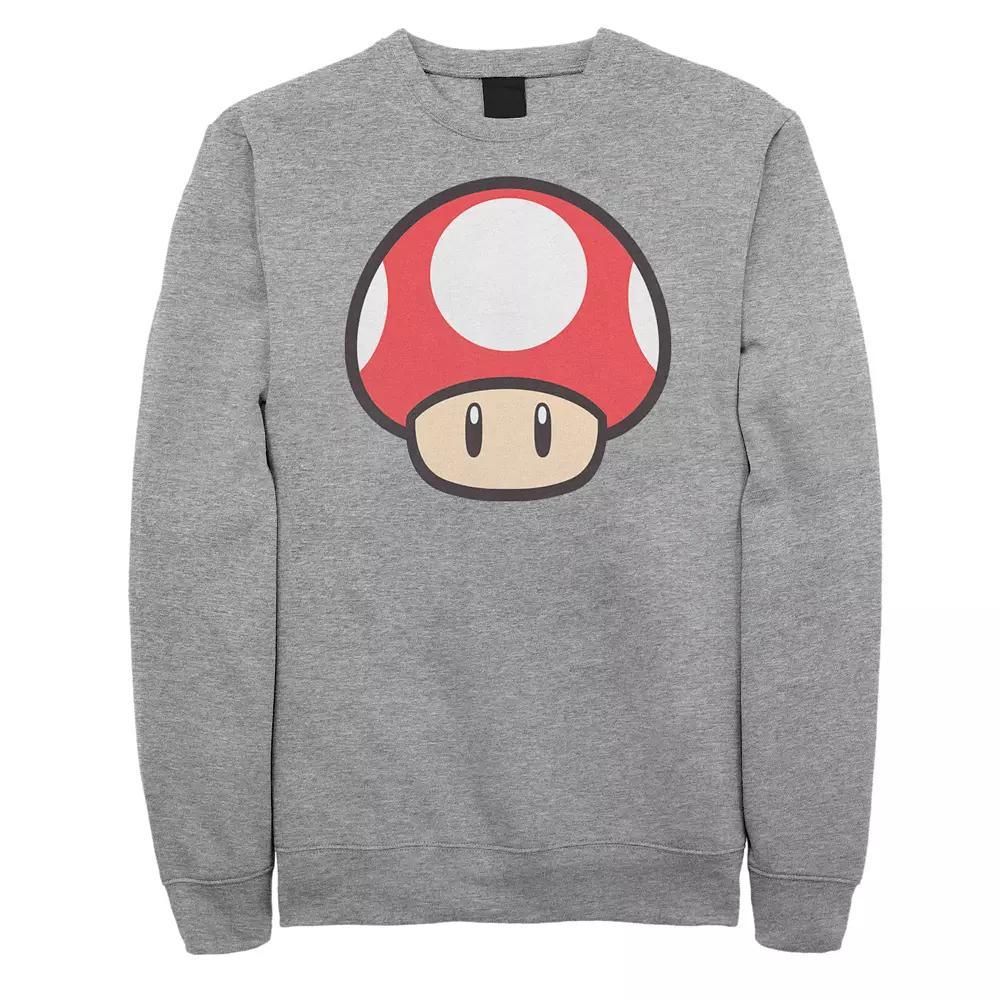 Men's Nintendo Mushroom Power Up Sweatshirt, Size: XXL, Athletic Grey Product Image