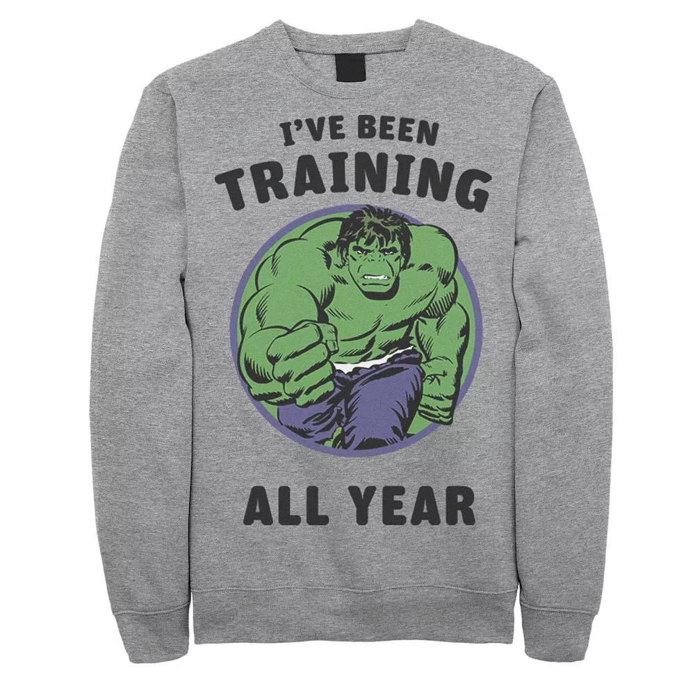 Men's Marvel Avengers Hulk I've Been Training All Year Sweatshirt, Size: XL, Athletic Grey Product Image
