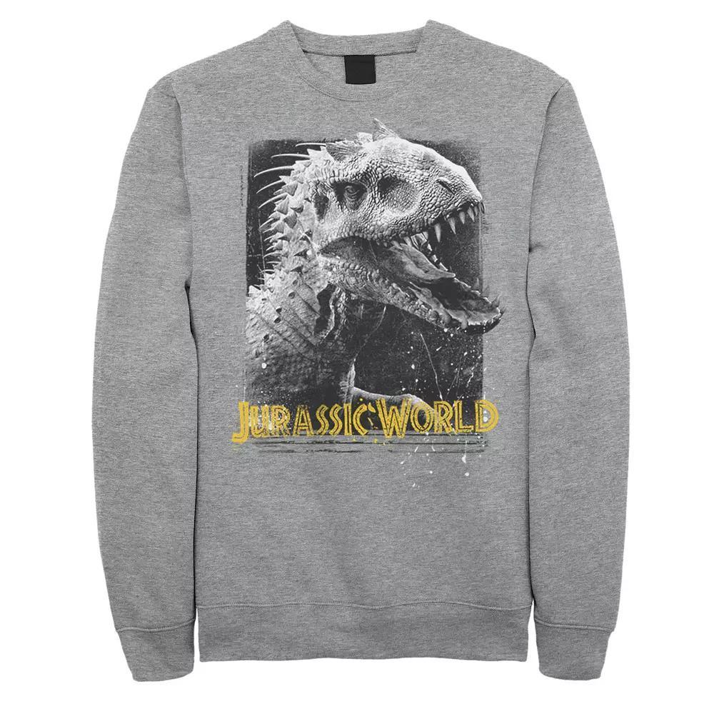 Men's Jurassic World Indominus Rex Profile View Fleece Graphic Pullover, Size: XL, Athletic Grey Product Image