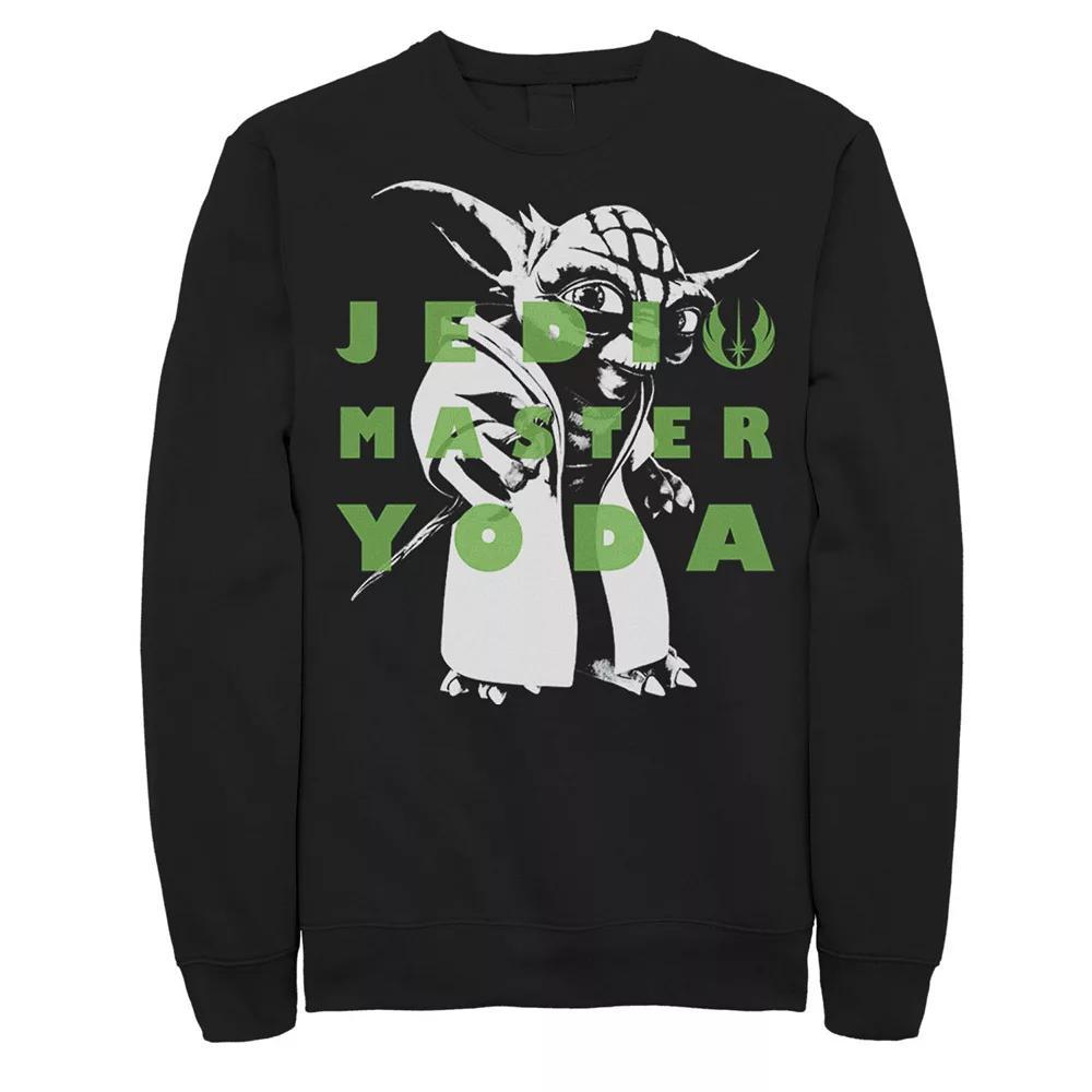 Men's Star Wars: Clone Wars Yoda Jedi Master Text Overlay Sweatshirt, Size: Large, Black Product Image
