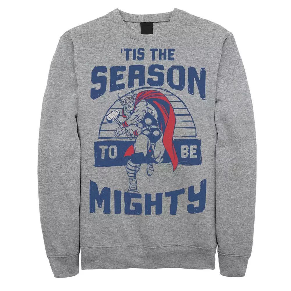 Men's Marvel Thor 'Tis The Season To Be Mighty Christmas Sweatshirt, Size: XL, Athletic Grey Product Image