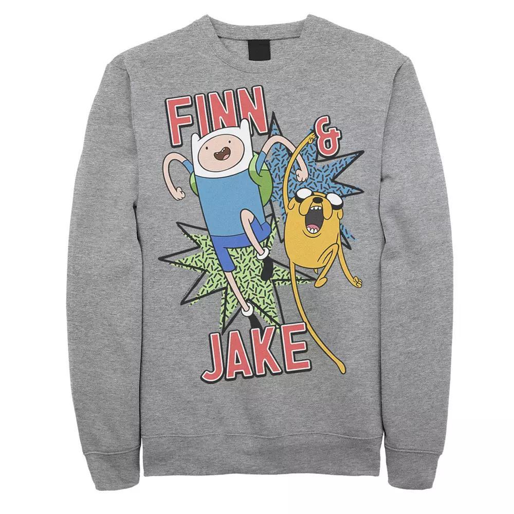 Men's Cartoon Network Adventure Time Finn & Jake Kapows Fleece, Size: XL, Athletic Grey Product Image