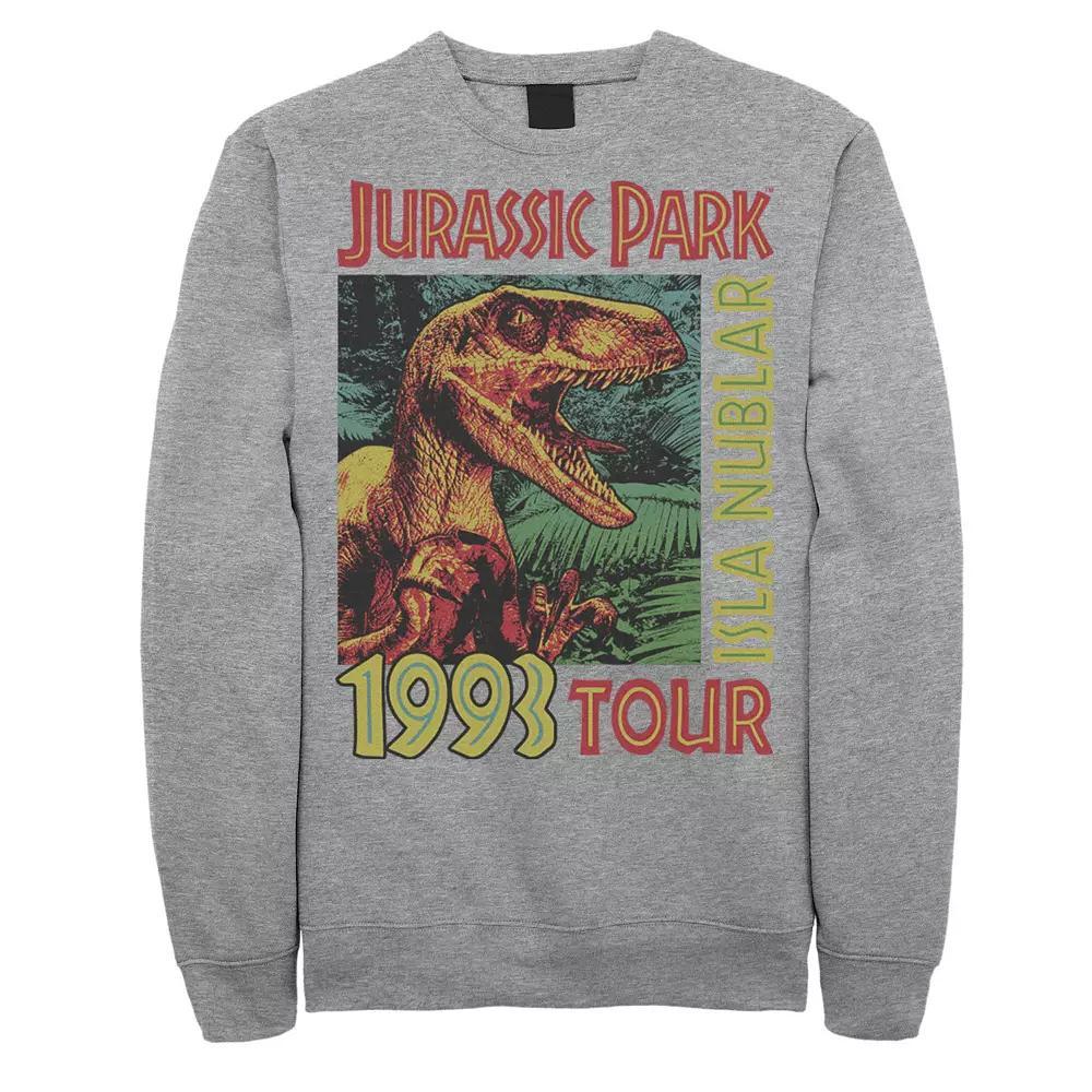 Men's Jurassic Park Isla Nublar 1993 Tour Poster Sweatshirt, Size: Medium, Athletic Grey Product Image