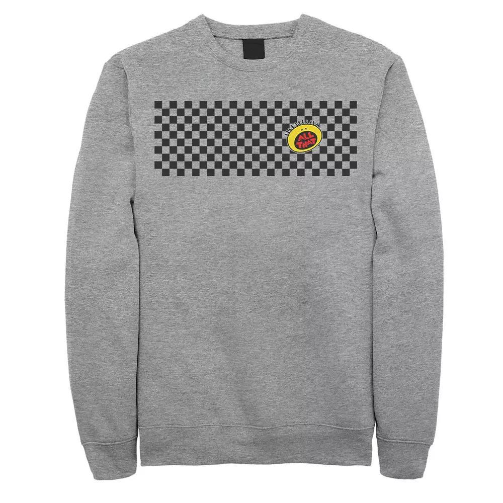 Men's Nickelodeon All That Left Chest Logo Paneled Checkers Graphic Fleece Pullover, Size: Small, Athletic Grey Product Image