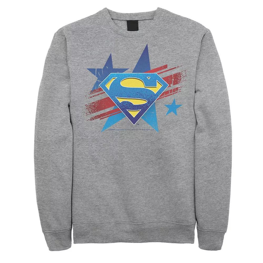 Men's DC Comics Superman Stars And Stripes Chest Logo Sweatshirt, Size: 3XL, Athletic Grey Product Image