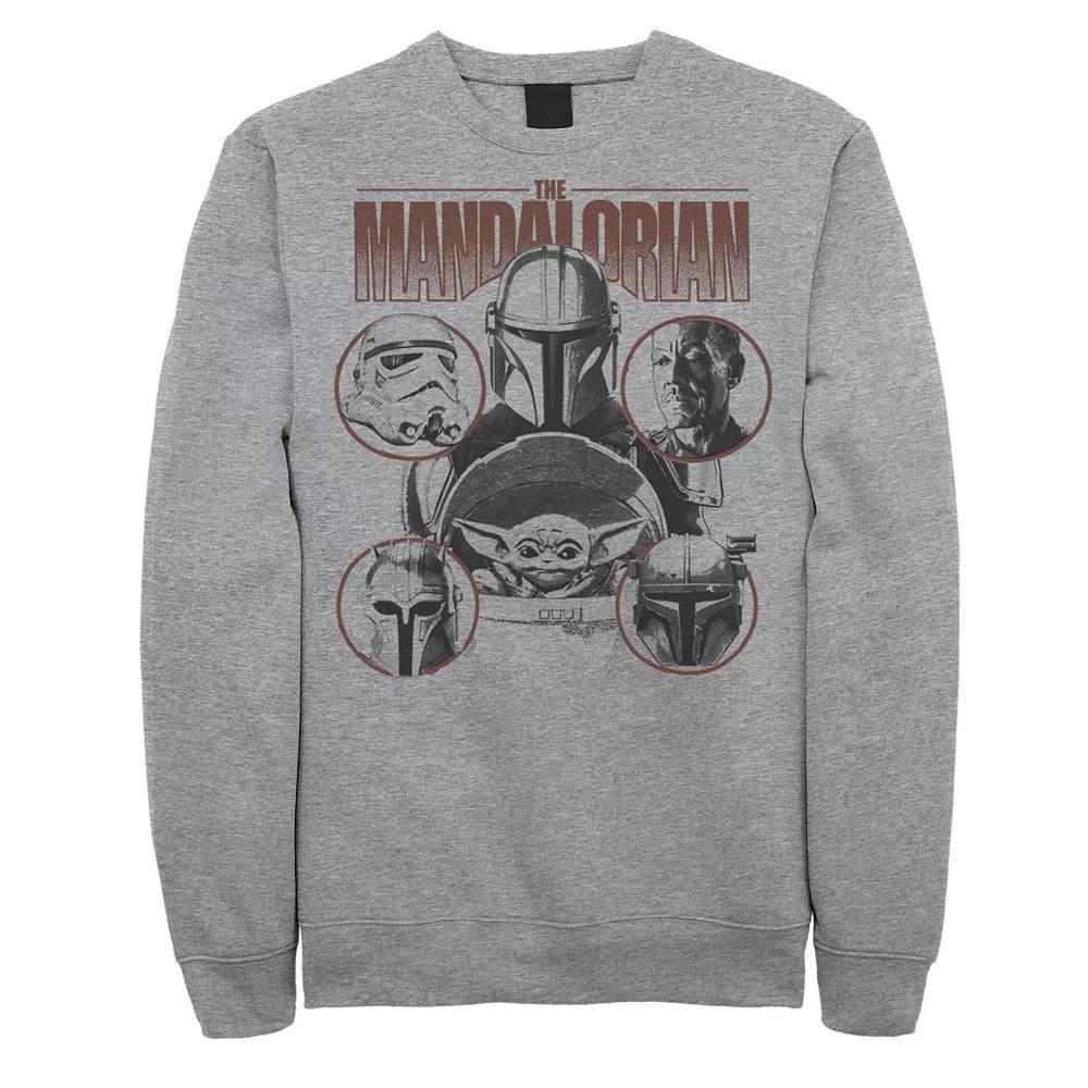 Men's Star Wars The Mandalorian Greyscale Ally Portrait Panels Sweatshirt, Size: Large, Athletic Grey Product Image