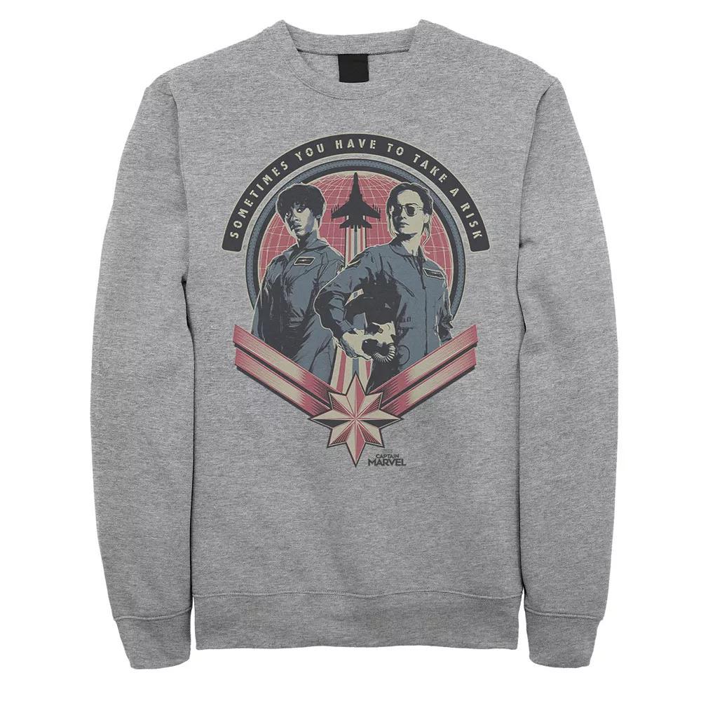 Mens Captain Marvel Fly Girls Sweatshirt Athletic Grey Product Image