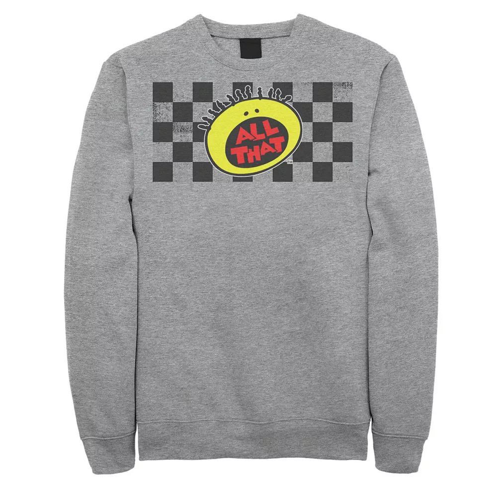 Men's Nickelodeon All That Checkered Logo Panel Graphic Hoodie, Size: Small, Athletic Grey Product Image