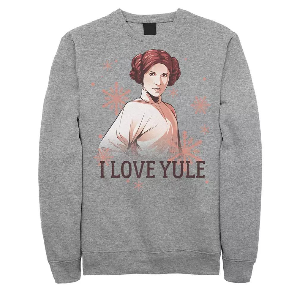 Men's Star Wars Leia I Love Yule Christmas Snowflake Sweatshirt, Size: XXL, Athletic Grey Product Image