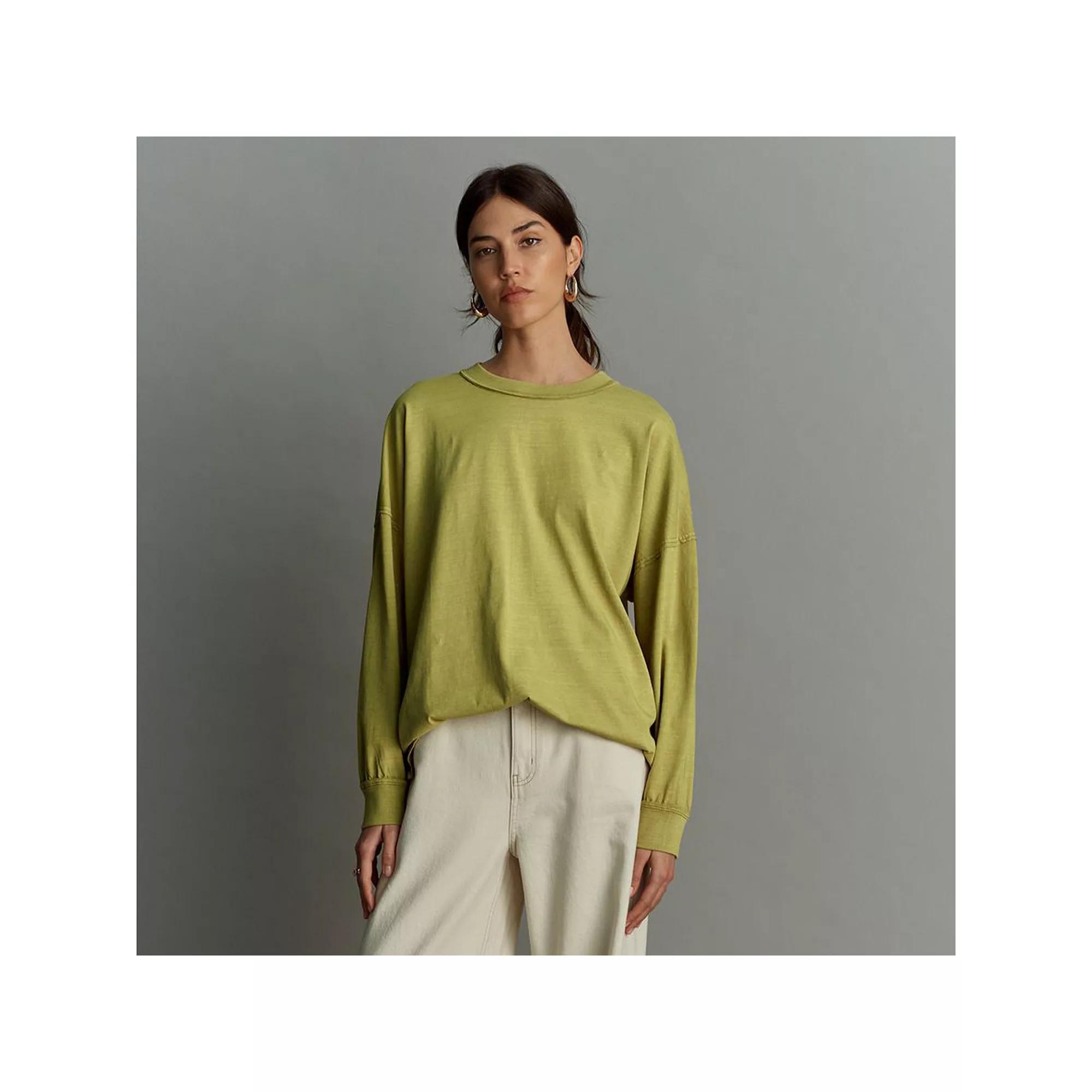 Women's NEXT Long Sleeve Washed Crewneck Tee, Size: XL, Green Green Product Image
