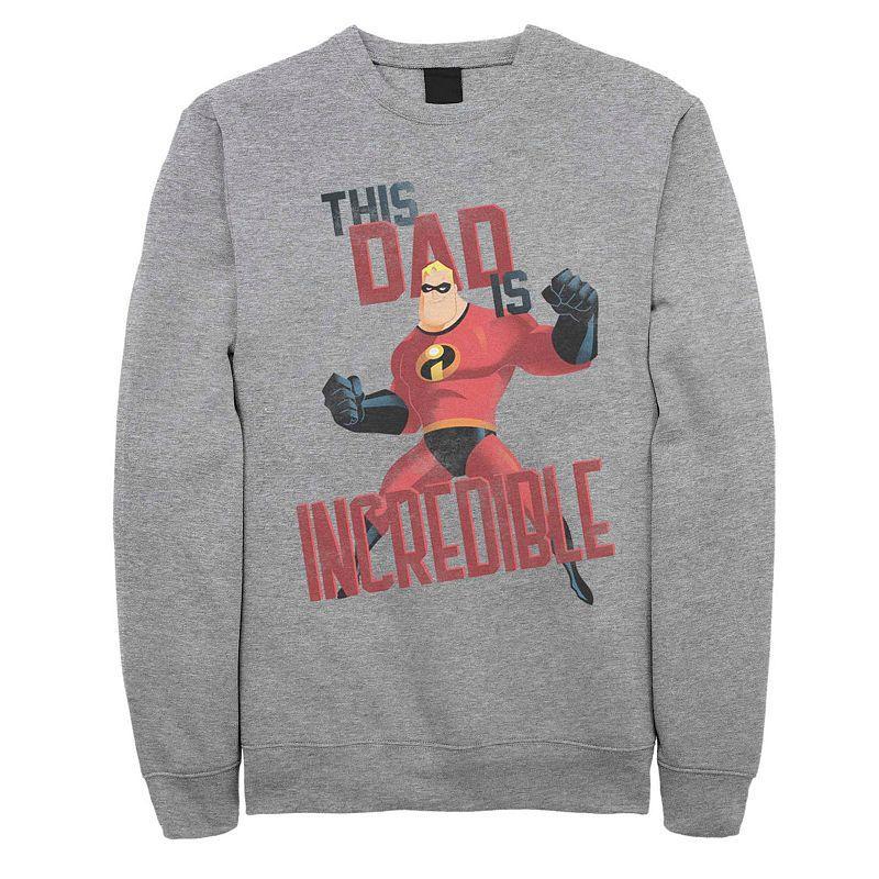 Men's Disney Pixar Incredibles This Dad Is Incredible Fleece, Size: 3XL, Athletic Grey Product Image