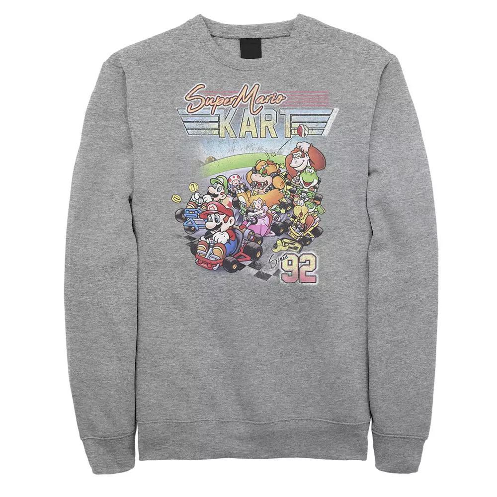 Big & Tall Nintendo Super Mario Kart Distressed Poster Fleece Sweatshirt, Men's, Size: XL Tall, Athletic Grey Product Image