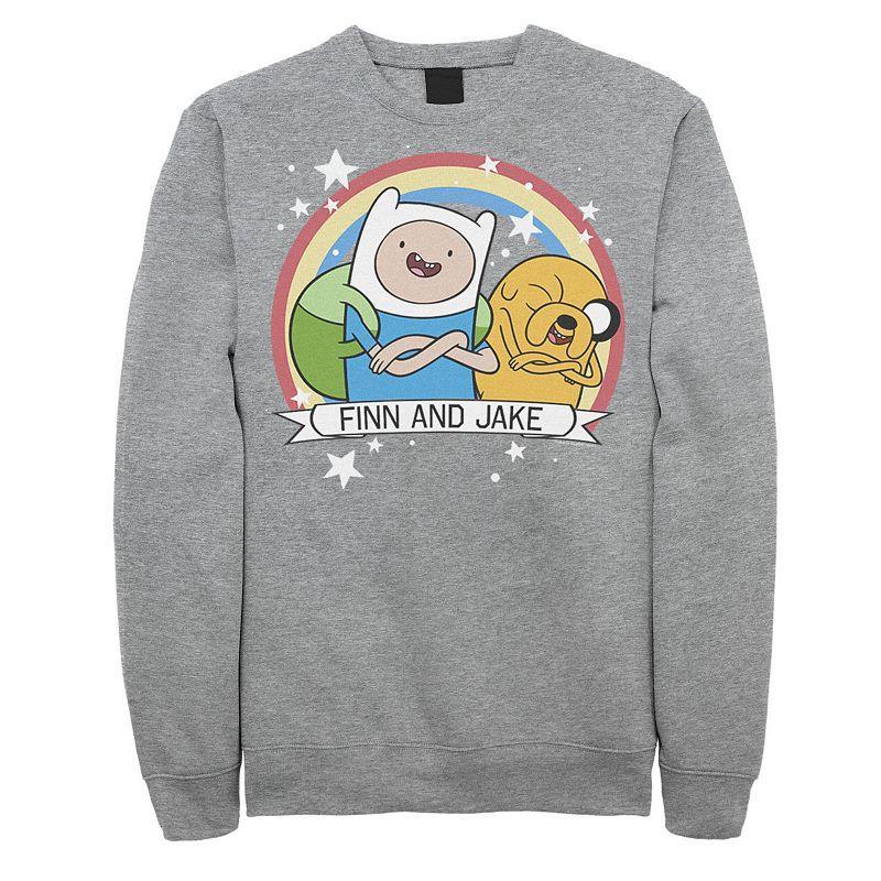 Men's Cartoon Network Adventure Time Finn & Jake Rainbow Banner Fleece, Size: Large, Black Product Image