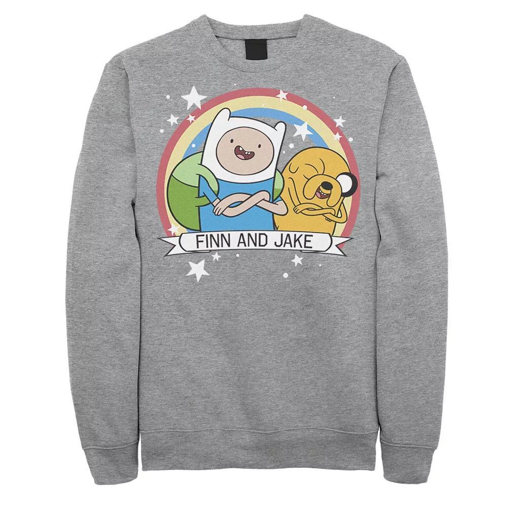 Men's Cartoon Network Adventure Time Finn & Jake Rainbow Banner Fleece, Size: Large, Black Product Image