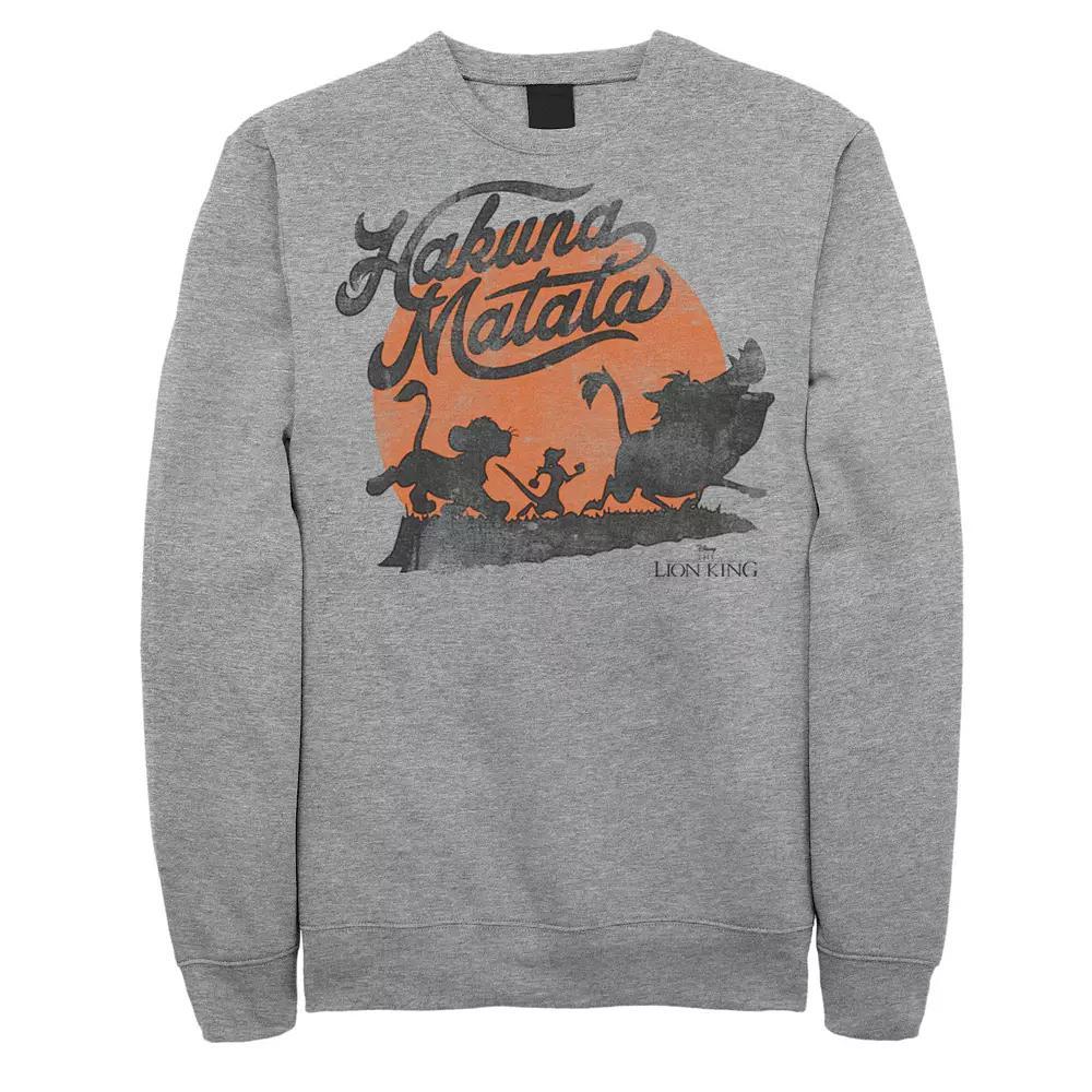 Disney's The Lion King Hakuna Matata Orange Sunset Vintage Men's Sweatshirt, Size: XXL, Athletic Grey Product Image