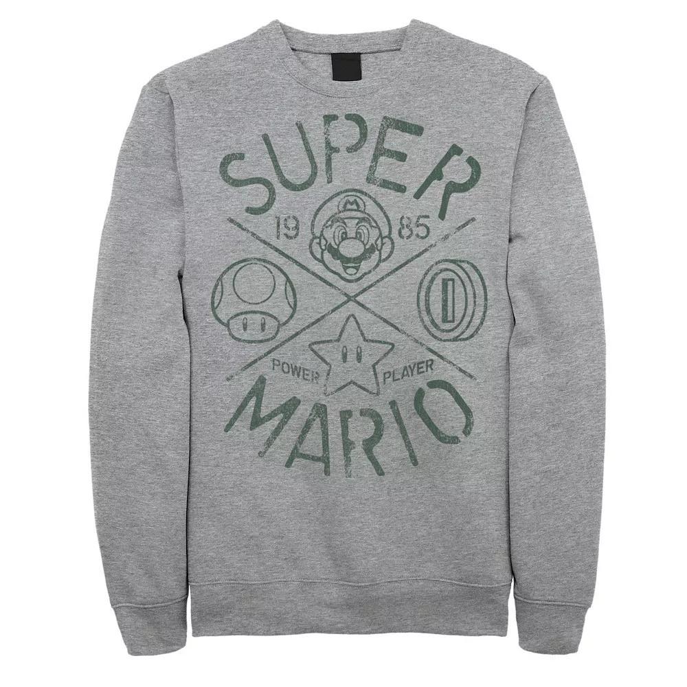 Big & Tall Nintendo Super Mario Bros Distressed Portrait Logo Fleece Sweatshirt, Men's, Size: 3XL Tall, Athletic Grey Product Image
