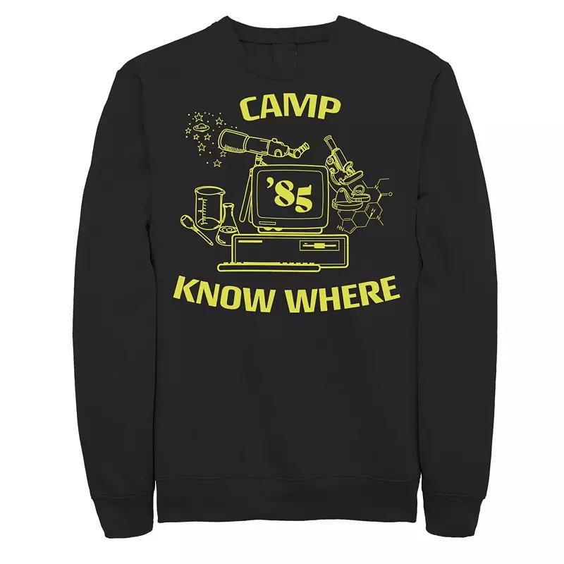 Men's Netflix Stranger Things Camp Know Where '85 Logo Sweatshirt, Size: Large, Black Product Image