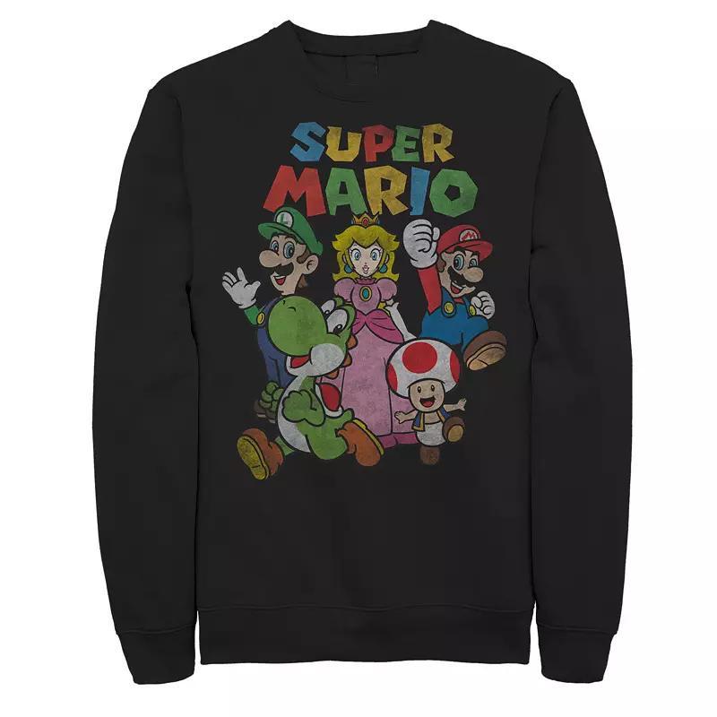 Big & Tall Super Mario Distressed Group Photo Graphic Fleece Pullover, Men's, Size: 5XL, Black Product Image