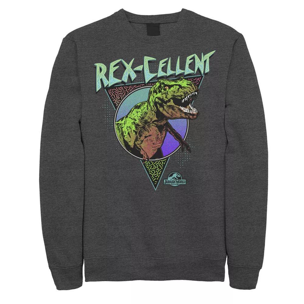 Men's Jurassic World Rex-Cellent Retro Colors Sweashirt, Size: XL, Grey Heather Product Image