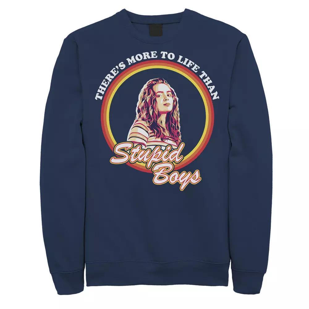 Men's Netflix Stranger There's More To Life Than Stupid Boys Sweatshirt, Size: Medium, Blue Product Image