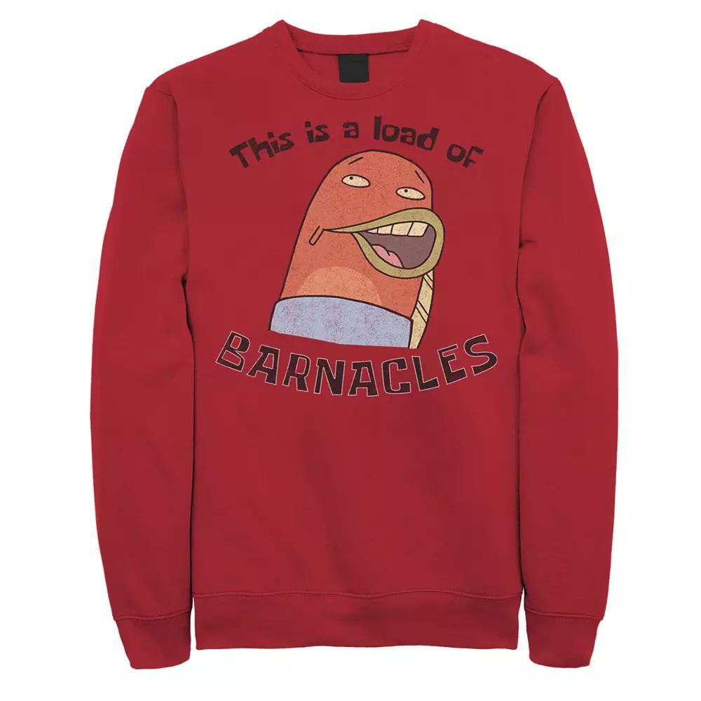 Men's SpongeBob This Is A Load Of Barnacles Quote Sweatshirt, Size: Medium, Red Product Image
